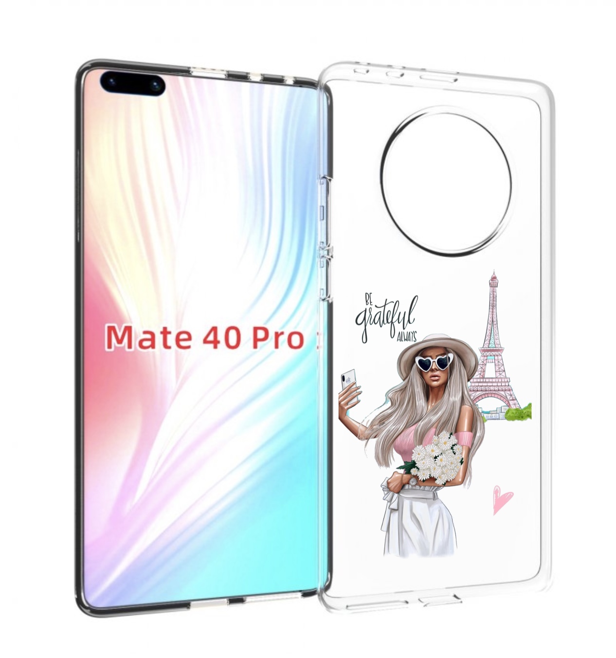 

Чехол MyPads Селфи-в-Париже женский для Huawei Mate 40 Pro (NOH-NX9), Прозрачный, Tocco