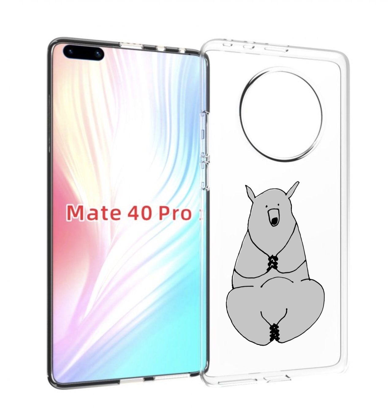 

Чехол MyPads Серый медведь для Huawei Mate 40 Pro (NOH-NX9), Прозрачный, Tocco