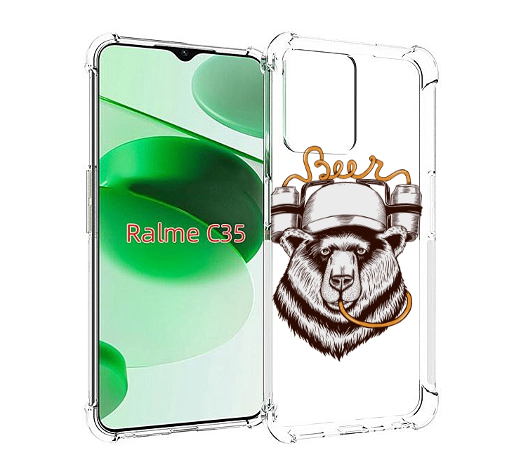 

Чехол MyPads пивной медведь для Realme C35 / Narzo 50A Prime, Прозрачный, Tocco