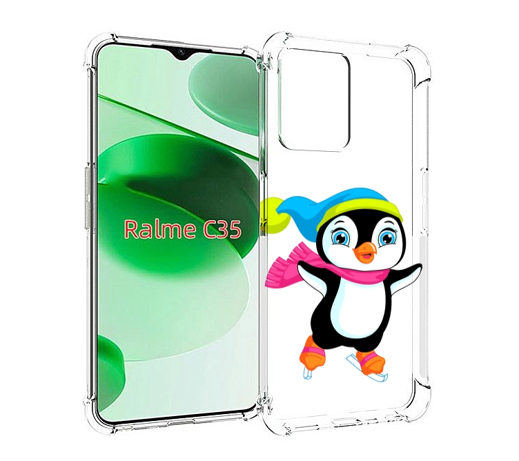 

Чехол MyPads пингвин на коньках для Realme C35 / Narzo 50A Prime, Прозрачный, Tocco
