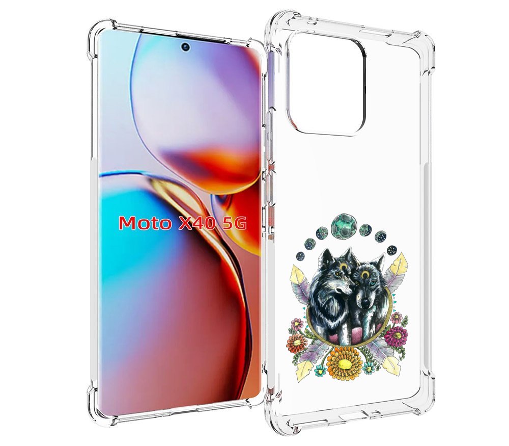 Чехол MyPads красивые волки абстракция для Motorola Moto X40