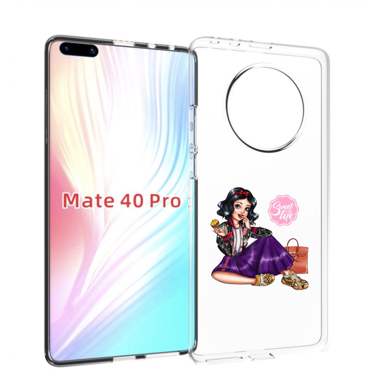 

Чехол MyPads Сладкая-жизнь женский для Huawei Mate 40 Pro (NOH-NX9), Прозрачный, Tocco