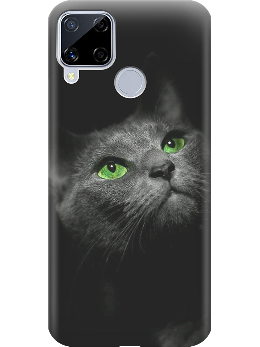 

Силиконовый чехол на realme C15 / C25 с принтом "Зеленоглазая кошка", Прозрачный;зеленый;серый;черный, 726149811
