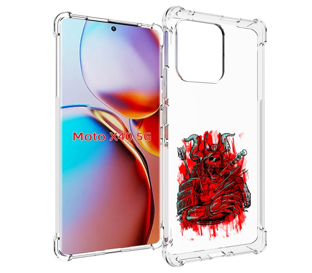 

Чехол MyPads красный скелет воин для Motorola Moto X40, Прозрачный, Tocco
