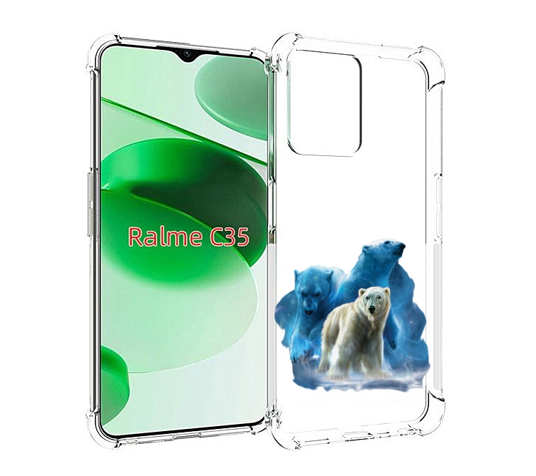 Чехол MyPads полярный медведь для Realme C35 / Narzo 50A Prime