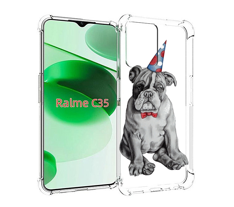 

Чехол MyPads праздничный щенок для Realme C35 / Narzo 50A Prime, Прозрачный, Tocco