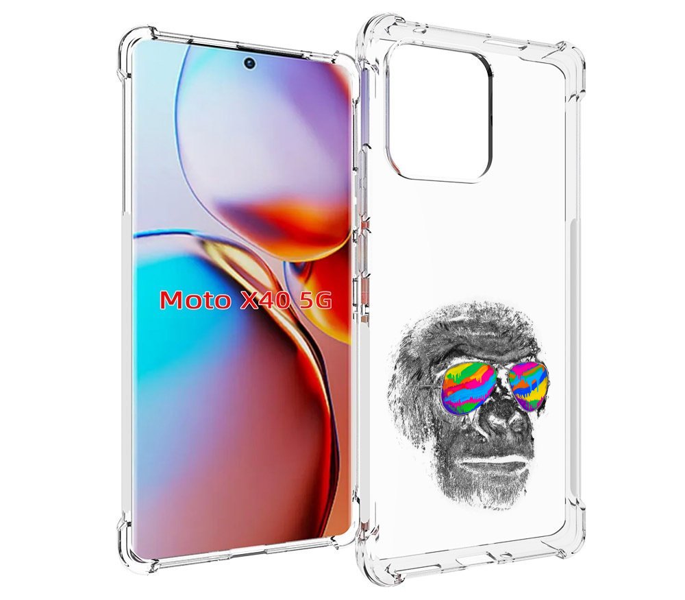 

Чехол MyPads крутая обезьяна в очках для Motorola Moto X40, Прозрачный, Tocco