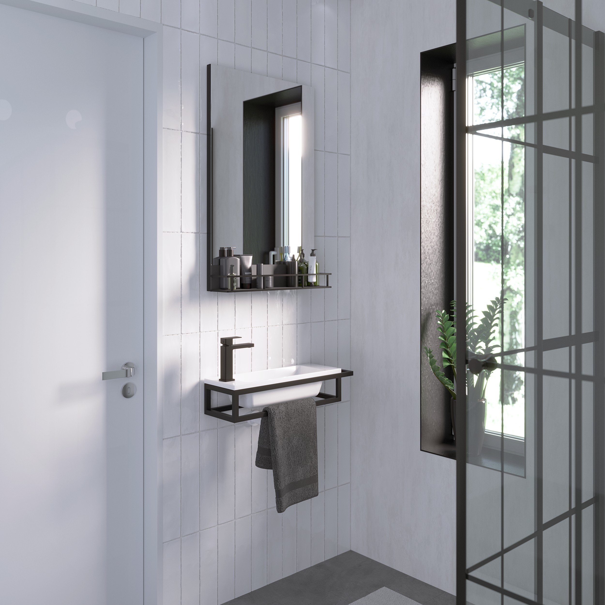 Grossman Мебель для ванной Grossman Метрис 50 105002 с правым полотенцедержателем, черная