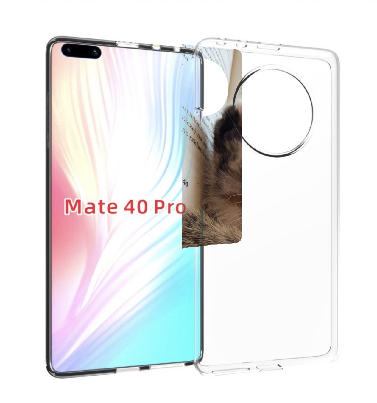 

Чехол MyPads Спящий-котенок для Huawei Mate 40 Pro (NOH-NX9), Прозрачный, Tocco