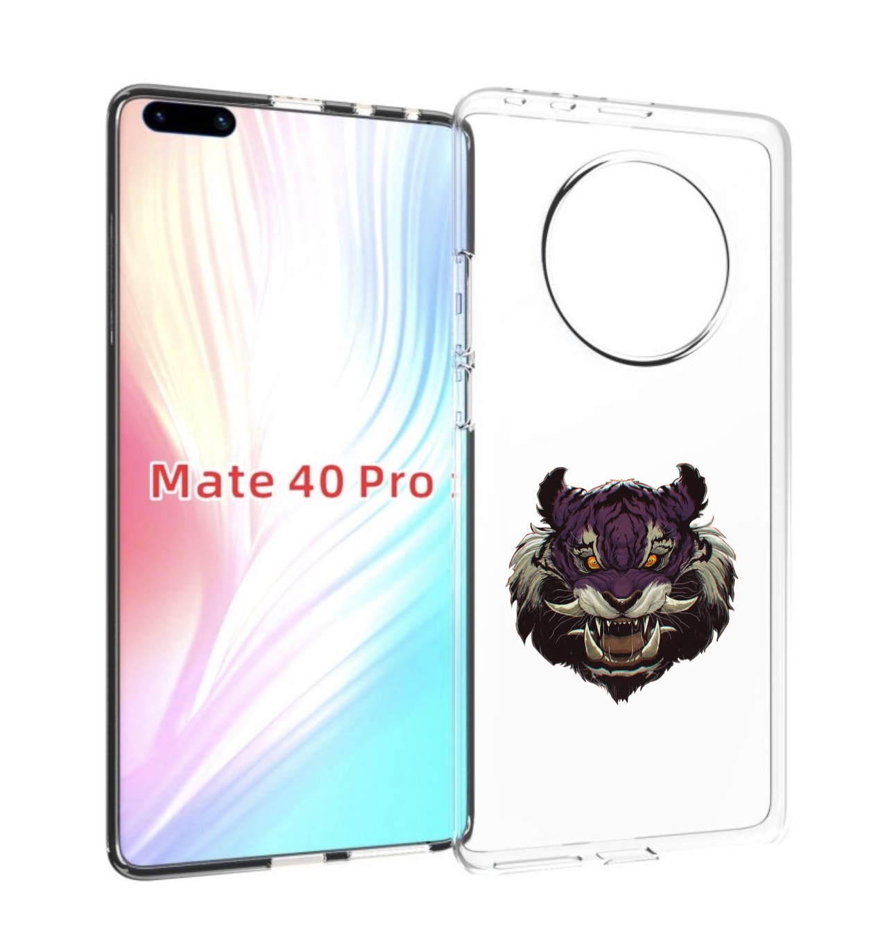 

Чехол MyPads Страшный-тигр для Huawei Mate 40 Pro (NOH-NX9), Прозрачный, Tocco