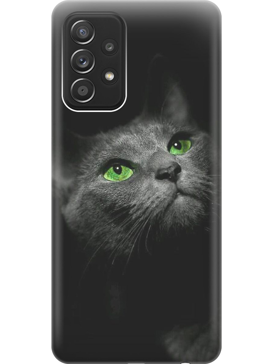 

Силиконовый чехол на Samsung Galaxy A52 с принтом "Зеленоглазая кошка", Прозрачный;зеленый;серый;черный, 724990111