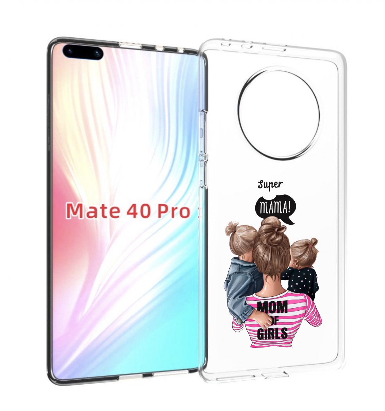 

Чехол MyPads Супер-мама-2 женский для Huawei Mate 40 Pro (NOH-NX9), Прозрачный, Tocco