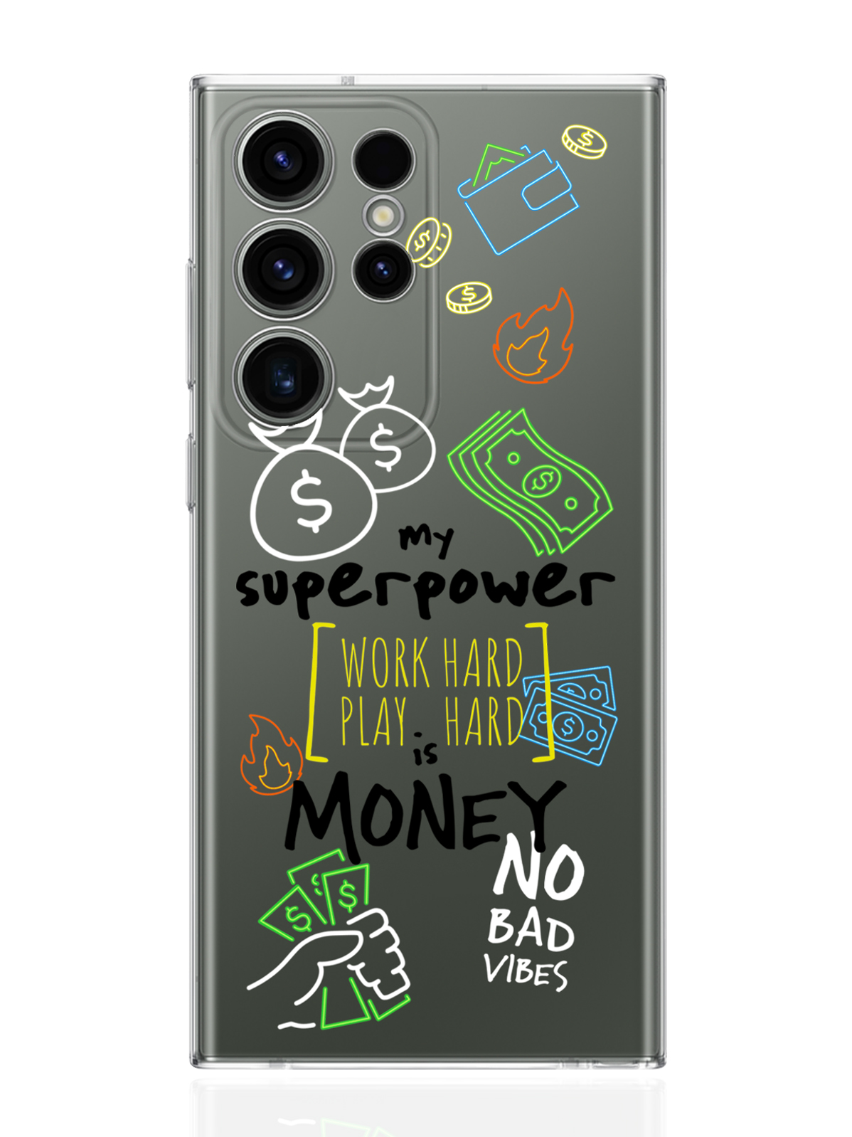 фото Чехол musthavecase для samsung galaxy s23 ultra my superpower is money прозрачный