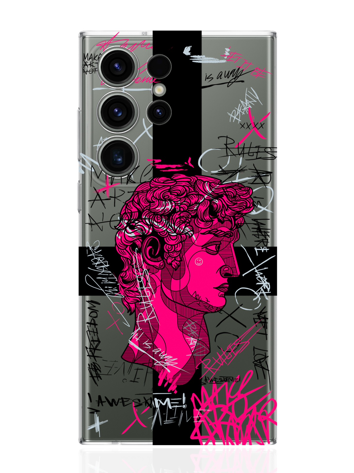

Чехол MustHaveCase для Samsung Galaxy S23 Ultra Голова Давида граффити прозрачный, Красный;черный