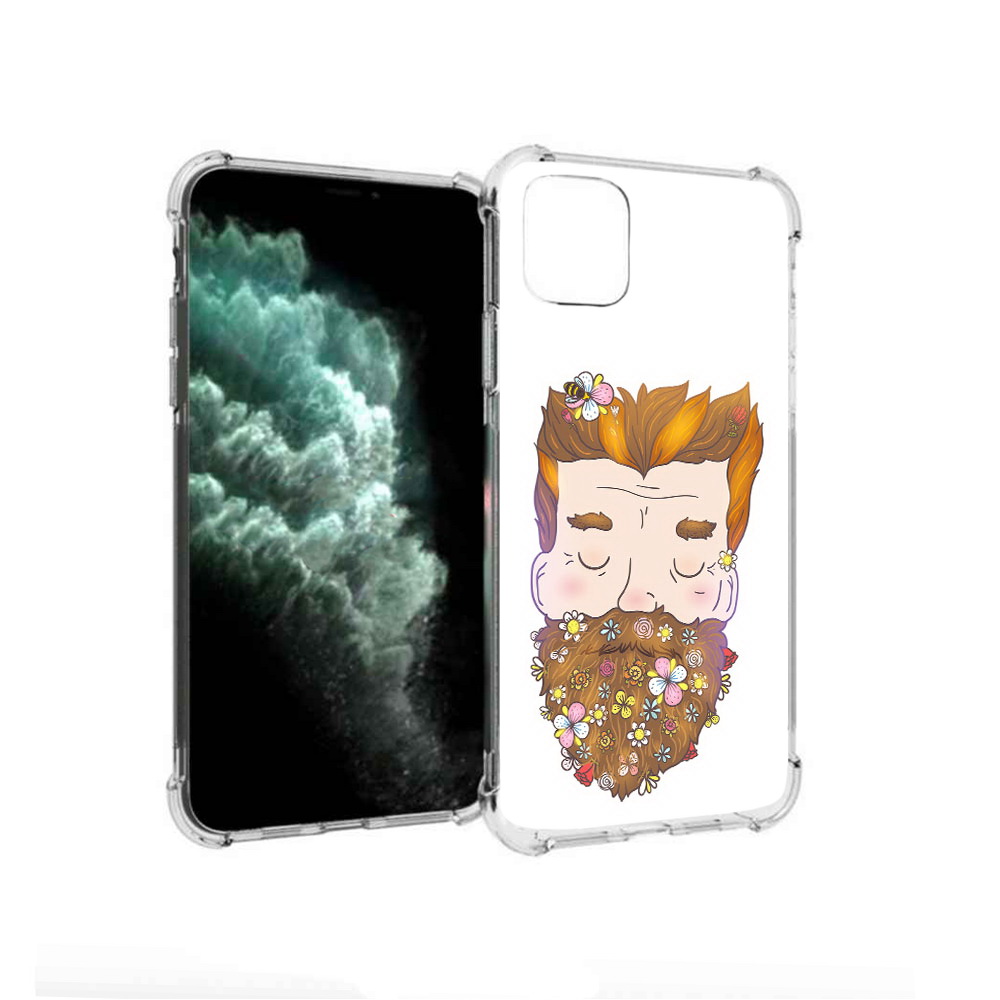 

Чехол MyPads Tocco для Apple iPhone 11 Pro Max мужчина с цветами в бороде, Прозрачный, Tocco