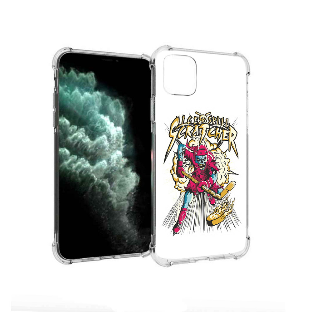 

Чехол MyPads Tocco для Apple iPhone 11 Pro Max нарисованный скелет хоккеист, Прозрачный, Tocco