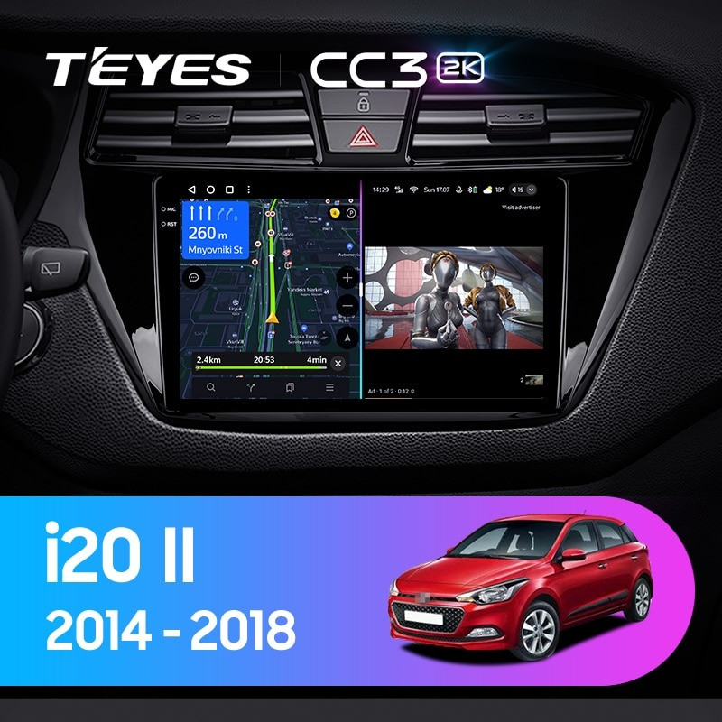 Штатная магнитола Teyes CC3 2K 464 Hyundai i20 2 GB 2014-2018 Левый руль 4020000₽