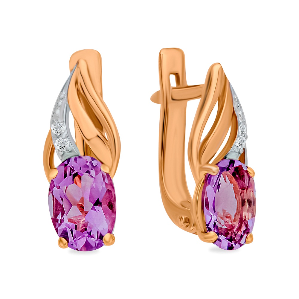 

Серьги из красного золота 585Gold 202009210, аметист/фианит, 202009210