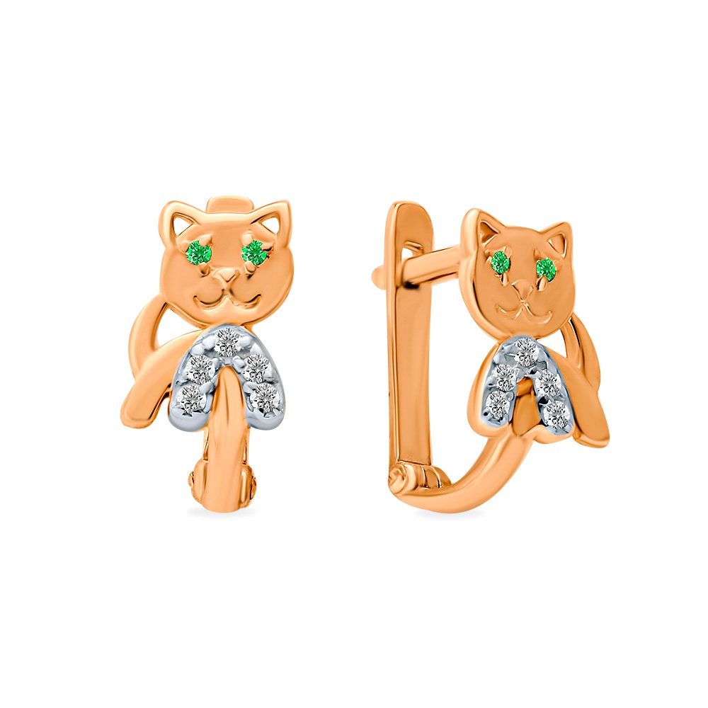 

Серьги из красного золота 585Gold 602001571, фианит, 602001571