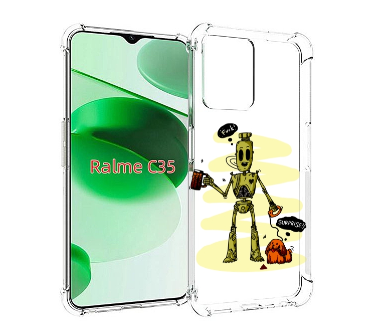 

Чехол MyPads прикольный робот для Realme C35 / Narzo 50A Prime, Прозрачный, Tocco