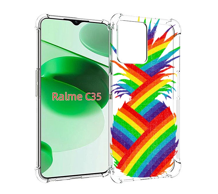 

Чехол MyPads радужный ананас для Realme C35 / Narzo 50A Prime, Прозрачный, Tocco