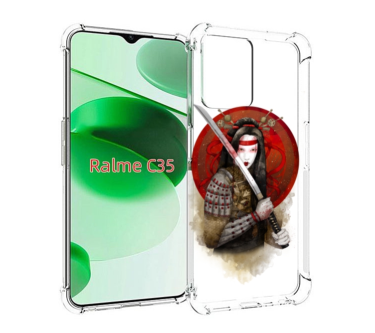

Чехол MyPads рисованная девушка с катаной для Realme C35 / Narzo 50A Prime, Прозрачный, Tocco
