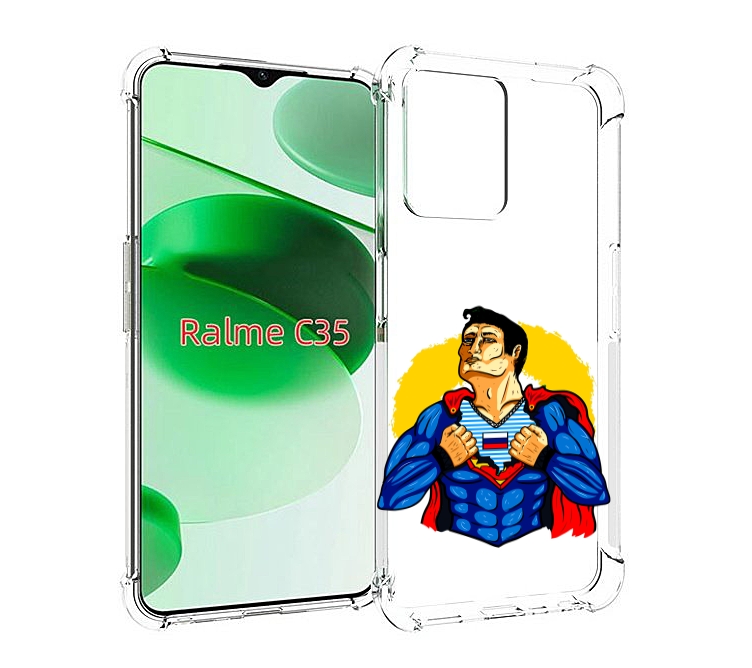 

Чехол MyPads русский супермен для Realme C35 / Narzo 50A Prime, Прозрачный, Tocco