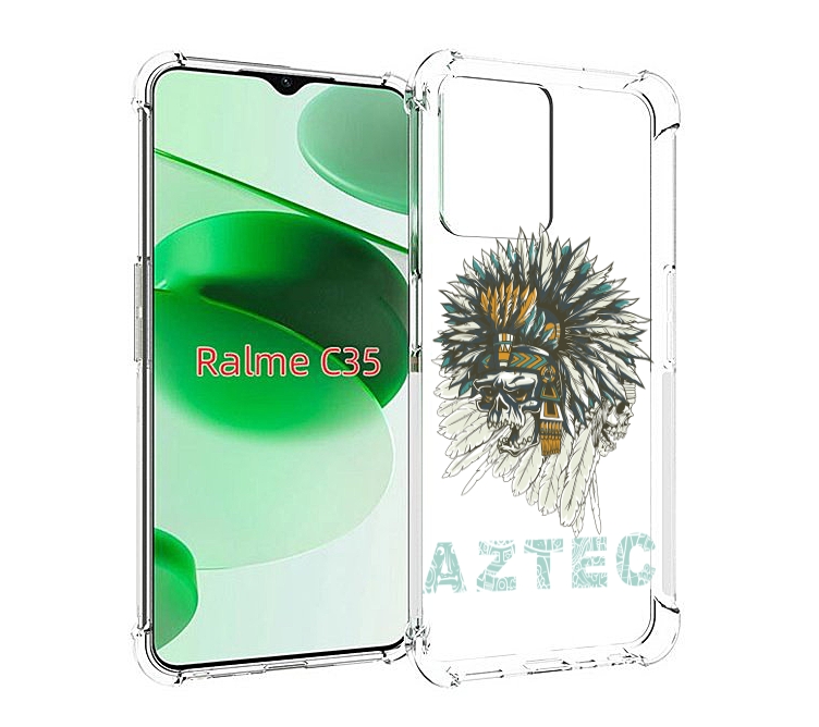 

Чехол MyPads скелет индеец для Realme C35 / Narzo 50A Prime, Прозрачный, Tocco