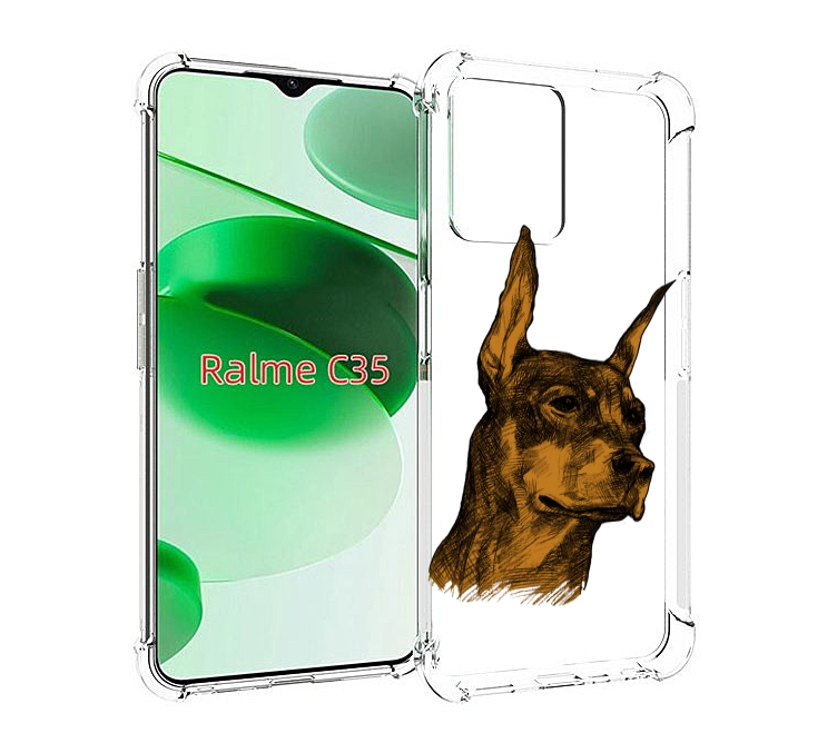 

Чехол MyPads скетч доберман для Realme C35 / Narzo 50A Prime, Прозрачный, Tocco
