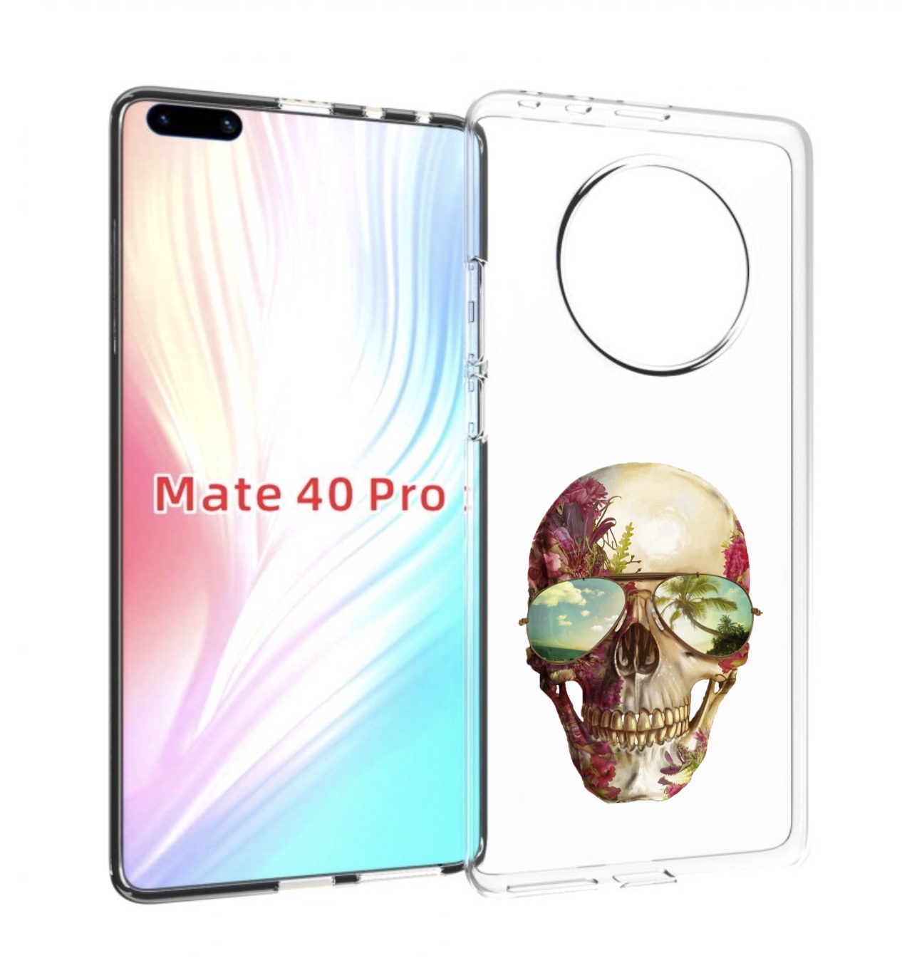 

Чехол MyPads Череп с очками для Huawei Mate 40 Pro (NOH-NX9), Прозрачный, Tocco