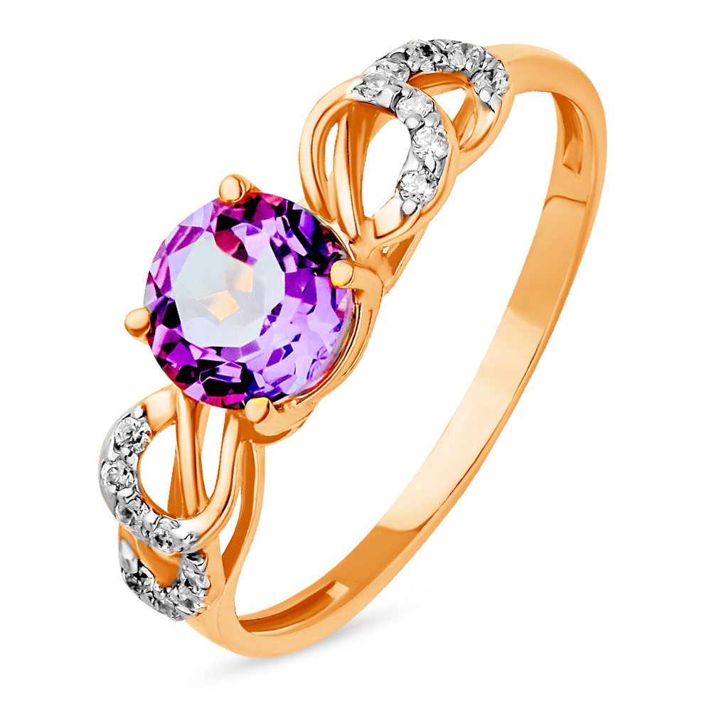 

Кольцо из красного золота, р.  585Gold 201013558, аметист\фианит, 201013558