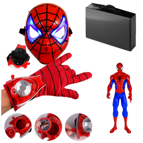 Игровой набор Человек-паук BOOM HERO, для мальчика, бластер + 4 диска, светящаяся маска marvel что если не человек паук получил силу от укуса радиоактивного паука