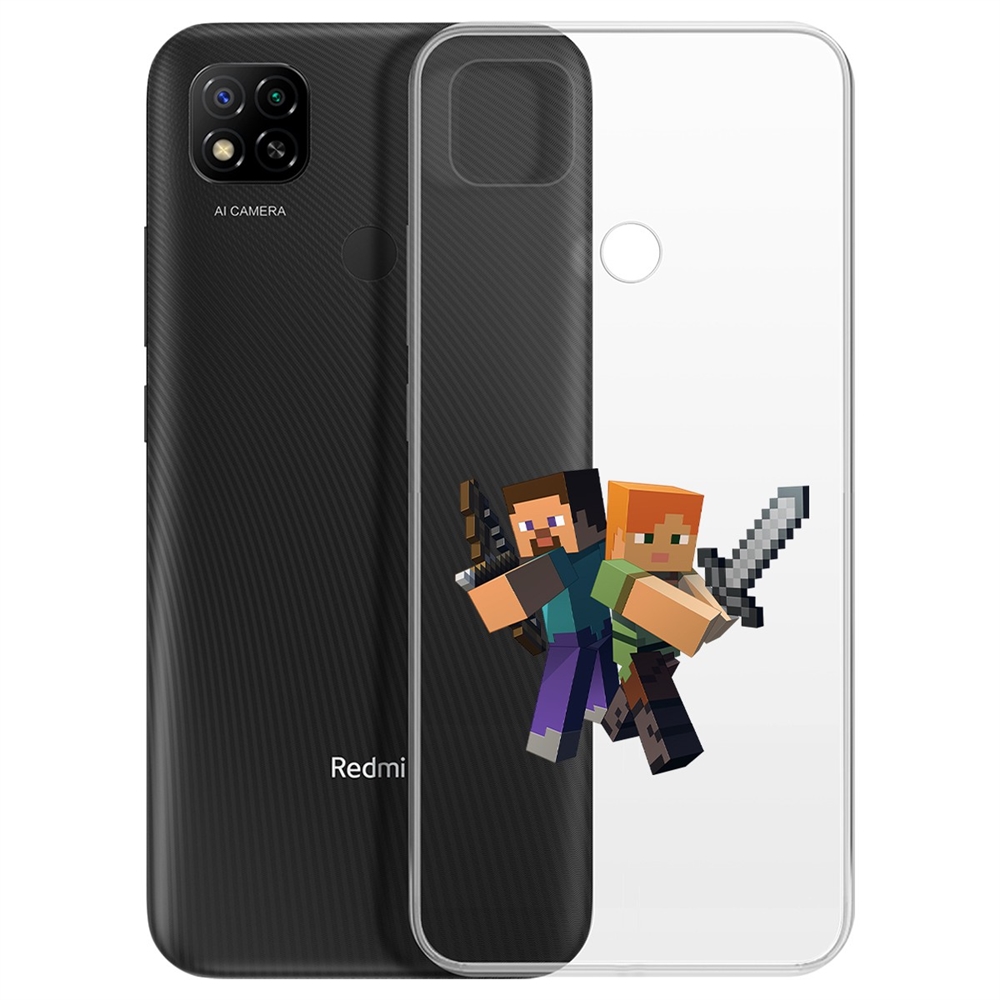 

Чехол-накладка Minecraft-Стив и Алекс для Xiaomi Redmi 9C, Прозрачный