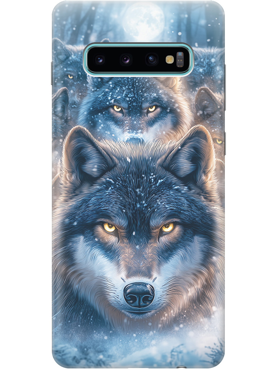 

Силиконовый чехол на Samsung Galaxy S10+ с принтом "Стая волков", Прозрачный;голубой;синий;черный, 720461113