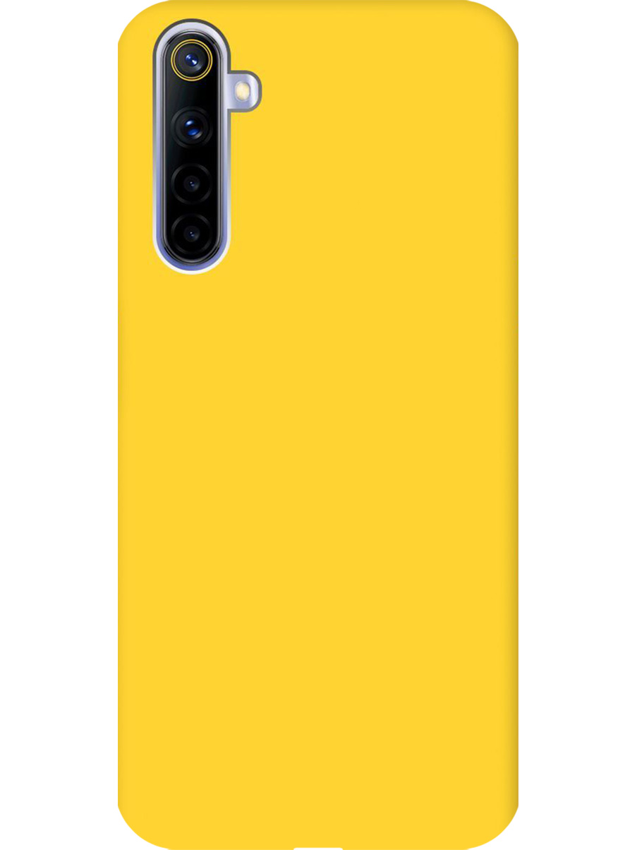 

Силиконовый чехол на Realme 5/6i/C3 матовый желтый, 726149621