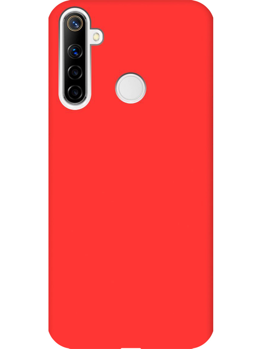 

Силиконовый чехол на realme 5 / 6i / C3 матовый красный, 726149621