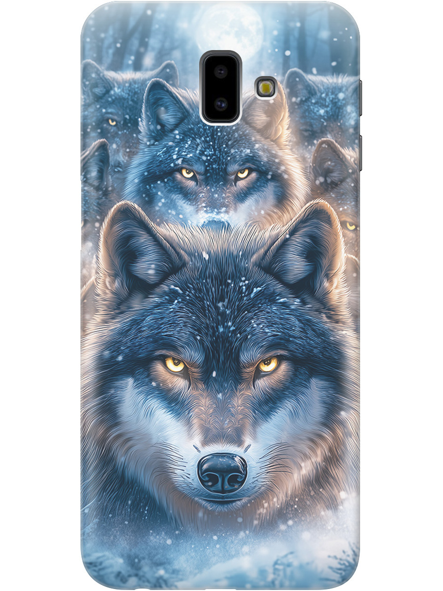 

Силиконовый чехол на Samsung Galaxy J6+ (2018) с принтом "Стая волков", Прозрачный;голубой;синий;черный, 719355813