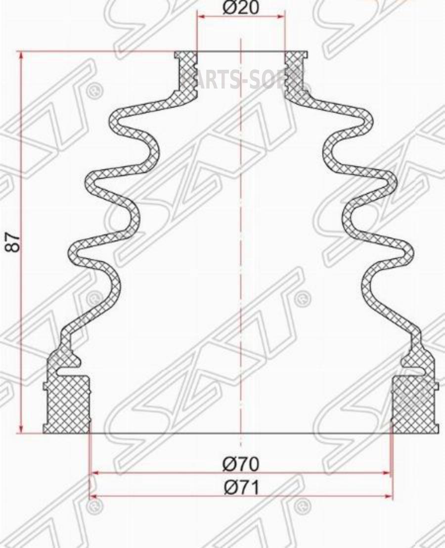 

Пыльник шрус внутренний FR BMW X3 E83 03-10/FORD TRANSIT CONNECT TC7 02-13 (2 хомута. рези