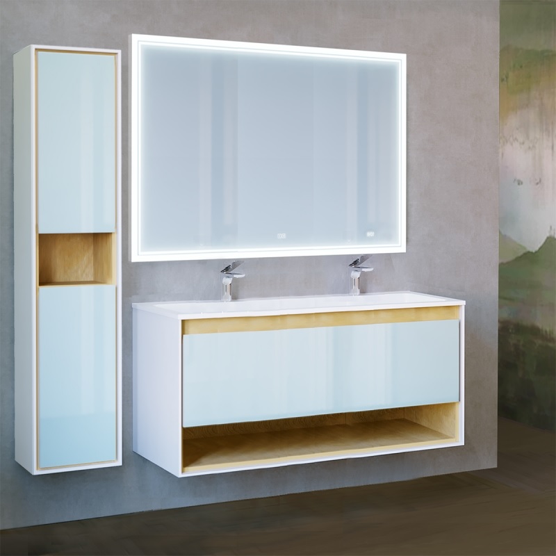 

Jorno Мебель для ванной Jorno Glass 120 подвесная, стекло Lacobel, белый/дуб