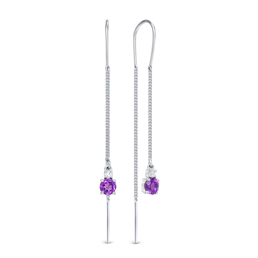 

Серьги из серебра с аметистом и фианитом АЛЬКОР 02-1449/00АМ-00, 02-1449/00АМ-00