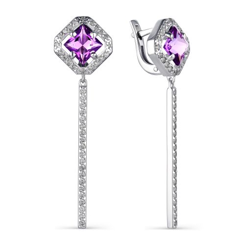 

Серьги из серебра с аметистом и фианитом АЛЬКОР 02-1547/00АМ-00, 02-1547/00АМ-00