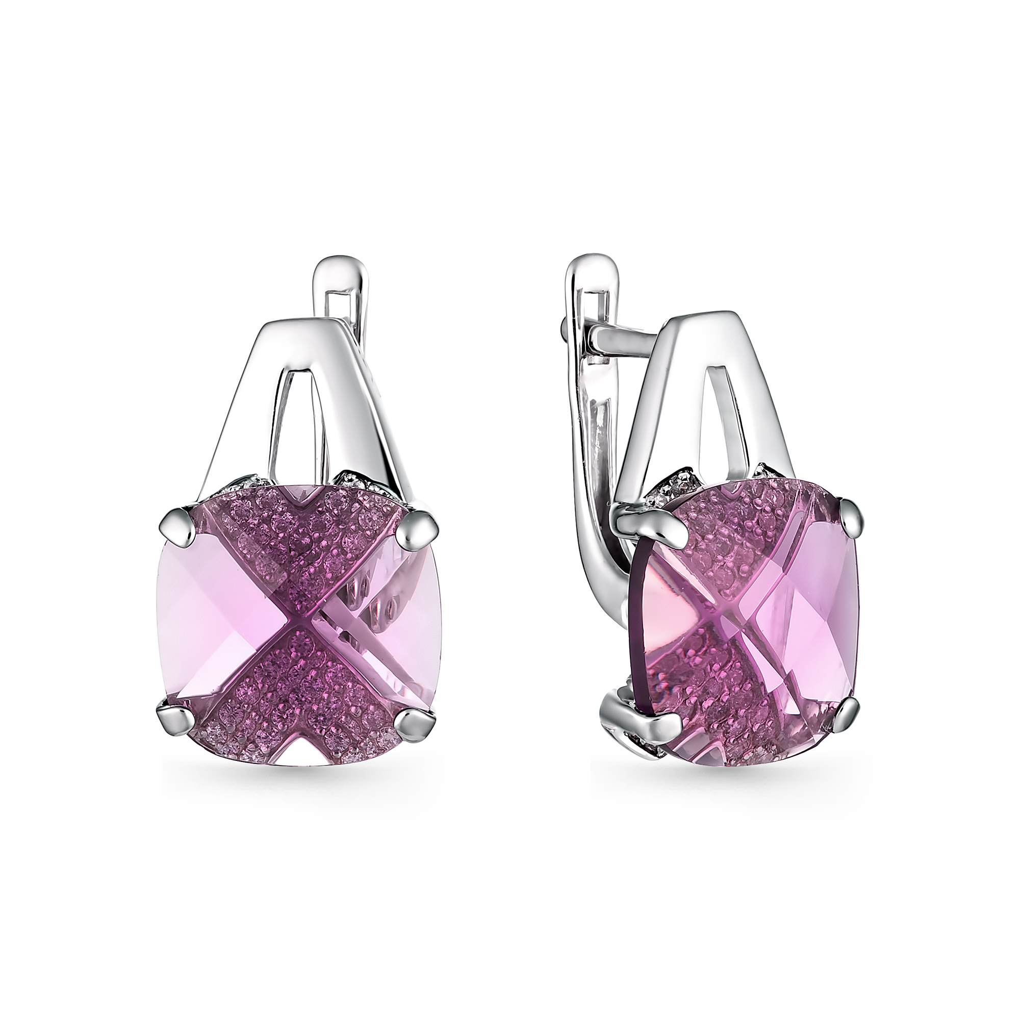 

Серьги из серебра с аметистом и фианитом АЛЬКОР 02-0633/00АК-00, 02-0633/00АК-00