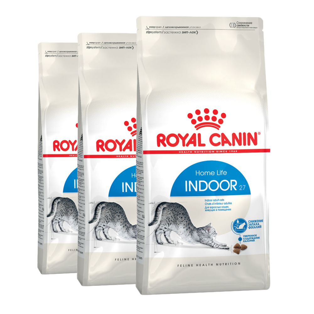 фото Сухой корм для кошек royal canin indoor 27, домашняя птица, 3шт по 2кг