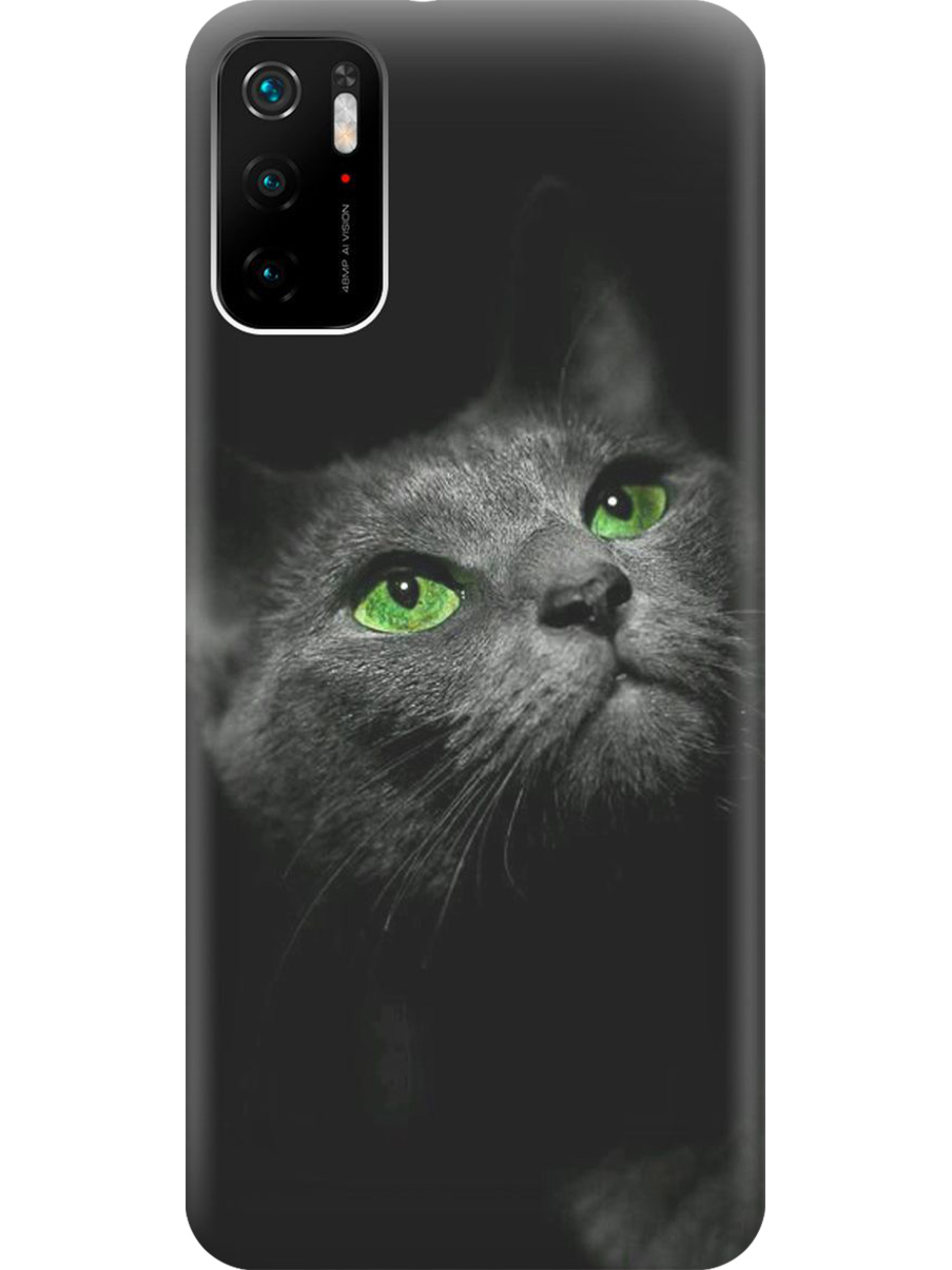 

Силиконовый чехол на Xiaomi Redmi Note 10T, Poco M3 Pro с принтом "Зеленоглазая кошка", Прозрачный;зеленый;серый;черный, 730837111