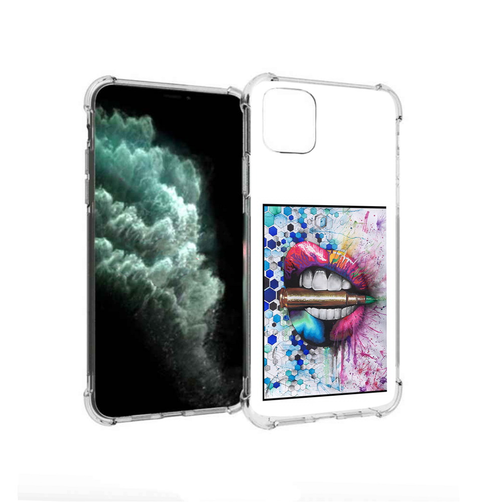 

Чехол MyPads Tocco для Apple iPhone 11 Pro Max разноцветные губы с пулей, Прозрачный, Tocco