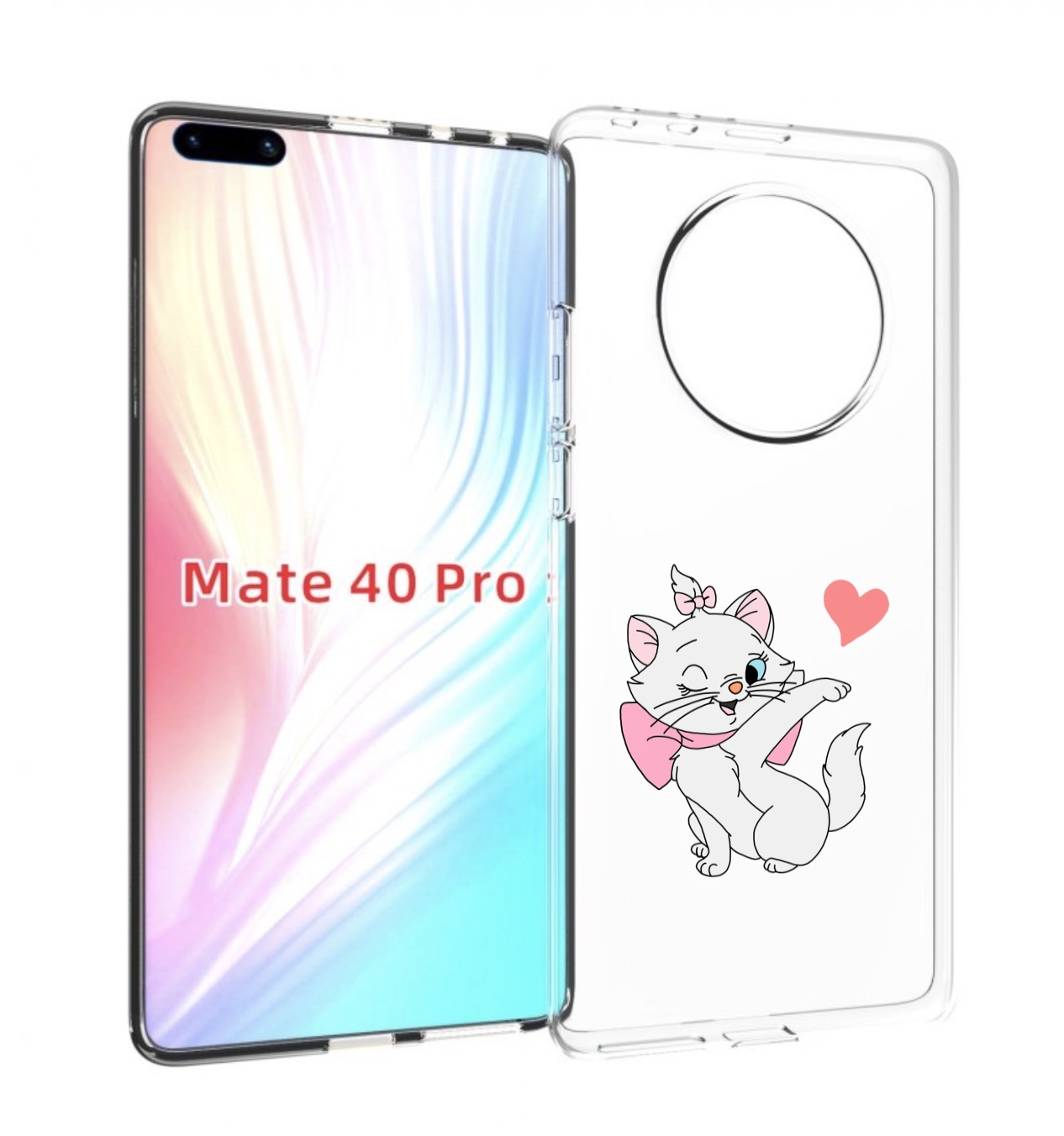 Чехол MyPads белая-кошечка-с-сердечком женский для Huawei Mate 40 Pro (NOH-NX9)