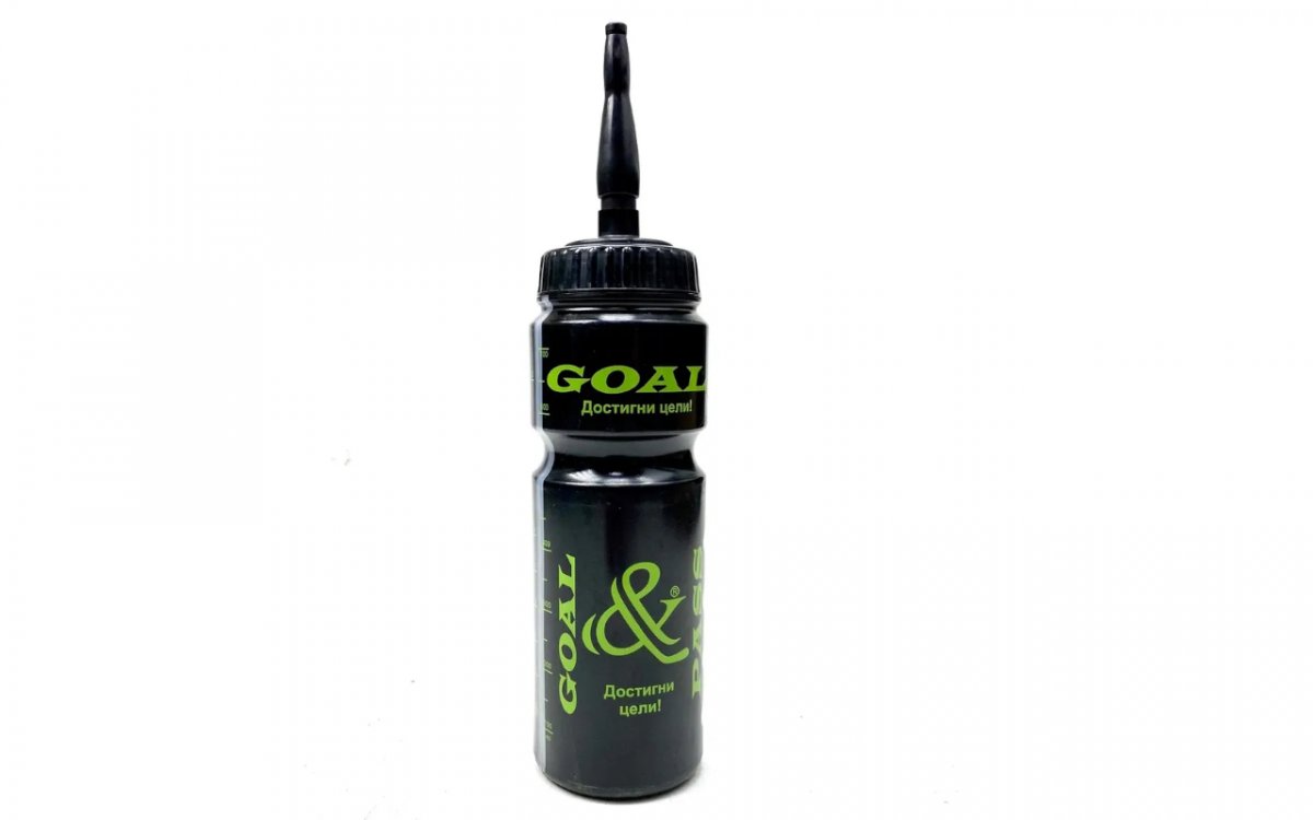 Хоккейная бутылка GOAL&PASS с трубкой 750ml (черный-зеленый)