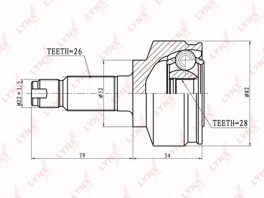 

Шрус Наруж.Honda Fit/Jazz 1.5 03=> Lynxauto Арт. Co-3412