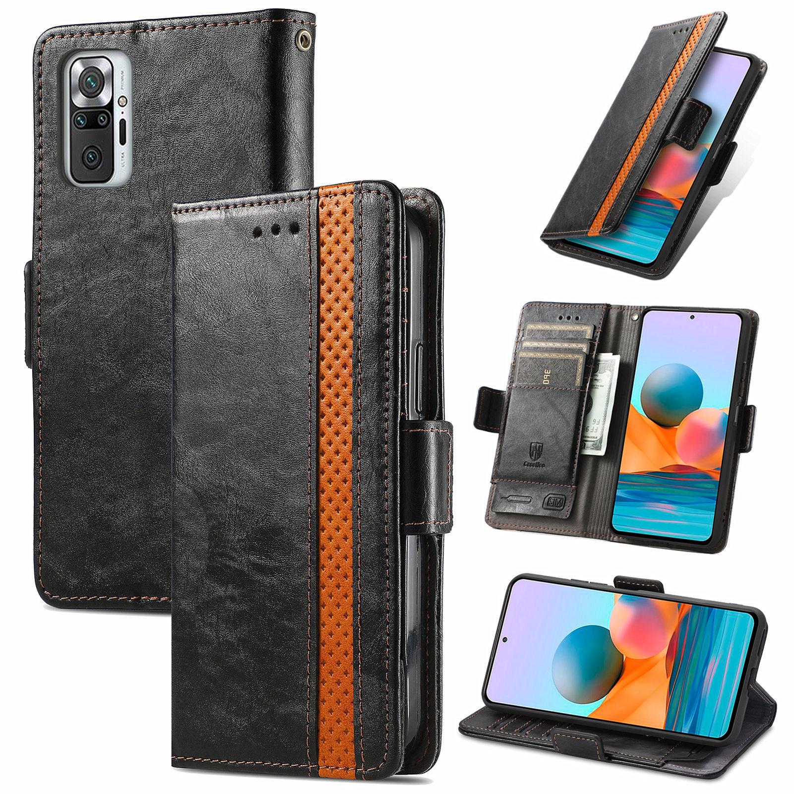 

Чехол-книжка MyPads из импортной кожи с мульти-подставкой и визитницей для Xiaomi Redmi, Черный, Luxury