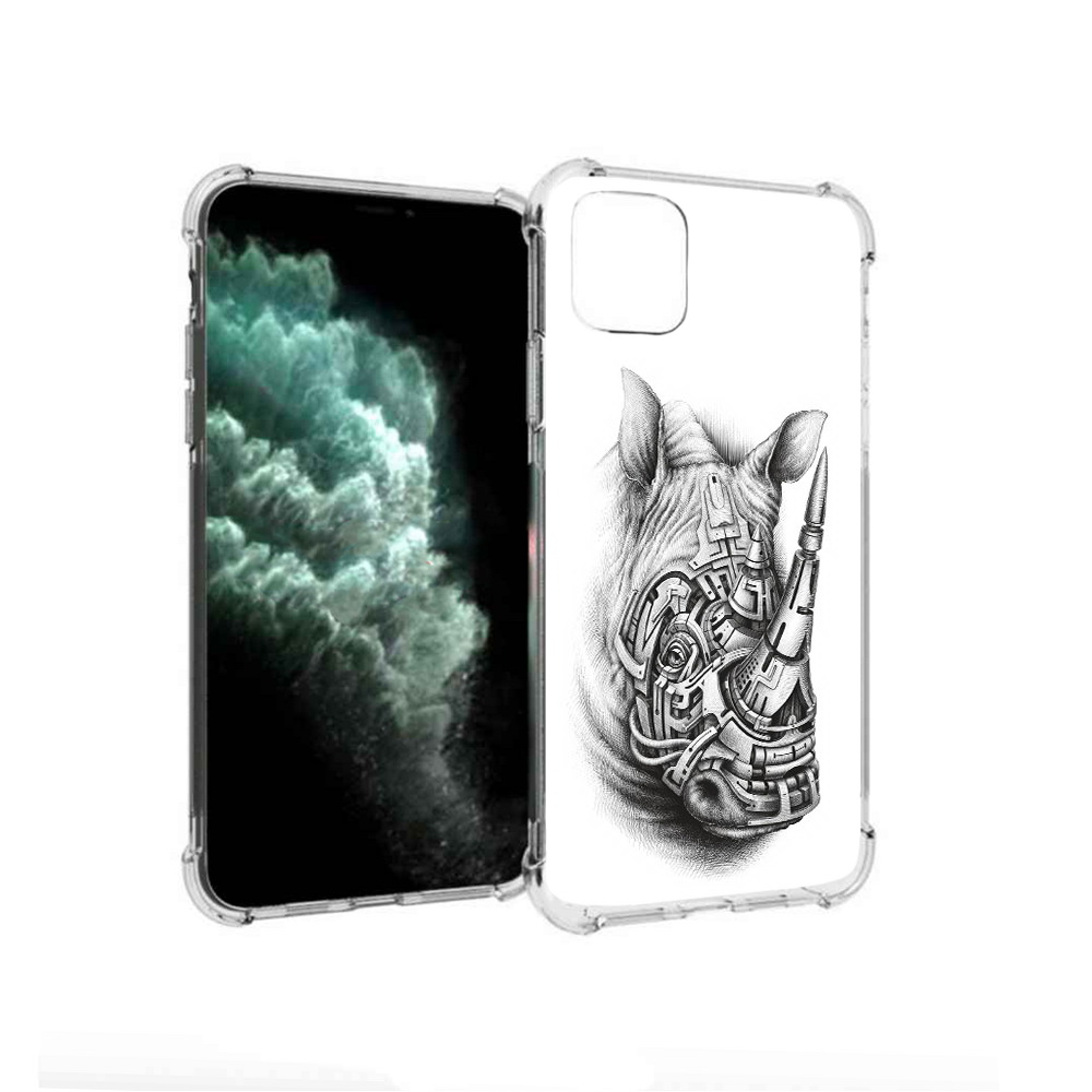 

Чехол MyPads Tocco для Apple iPhone 11 Pro Max стальной носорог (PT142698.615.620), Прозрачный, Tocco
